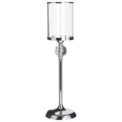 Glass Hurricane Candle Holder 58 cm Silver COTUI