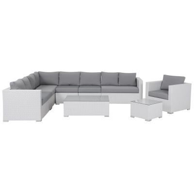 8 Seater PE Rattan Modular Garden Lounge Set White XXL