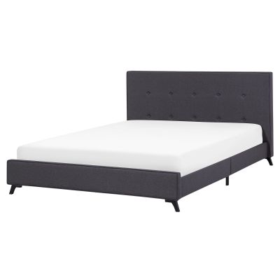 Fabric EU King Size Bed Dark Grey AMBASSADOR