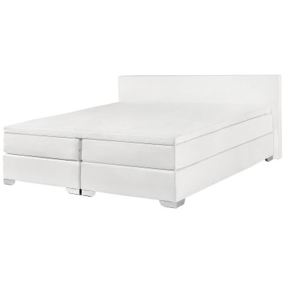 Faux Leather EU Super King Size Divan Bed White PRESIDENT