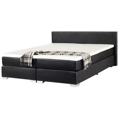 Faux Leather EU Super King Size Divan Bed Black PRESIDENT