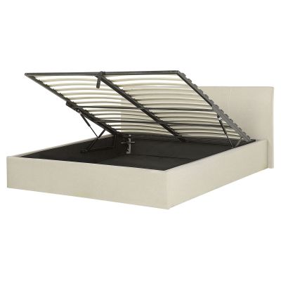 Fabric EU King Size Ottoman Bed Beige ORBEY