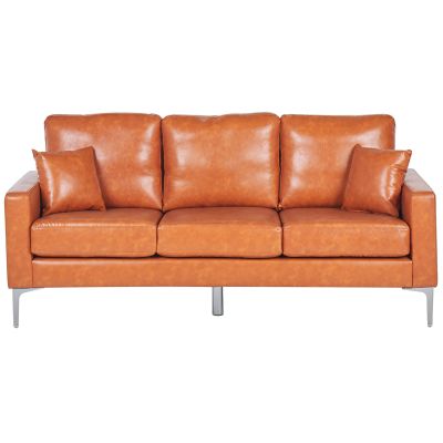 3 Seater Faux Leather Sofa Brown GAVLE