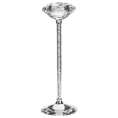Glass Candlestick 23 cm Silver KOFI SLIM