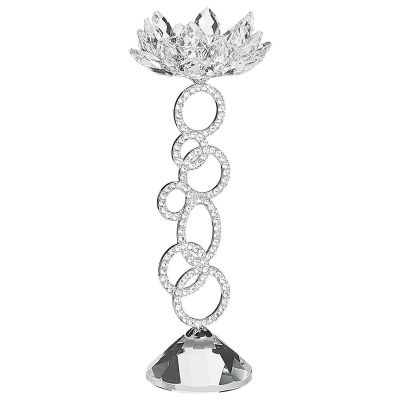 Glass Candlestick 27 cm Silver OVIEDO