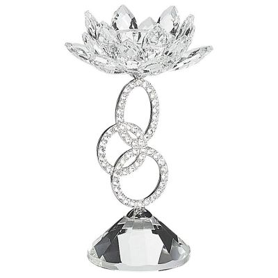 Glass Candlestick 19 cm Silver OVIEDO