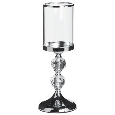 Glass Hurricane Candle Holder 36 cm Silver COTUI