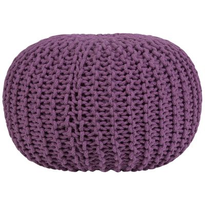 Cotton Knitted Pouffe 50 x 35 cm Purple CONRAD