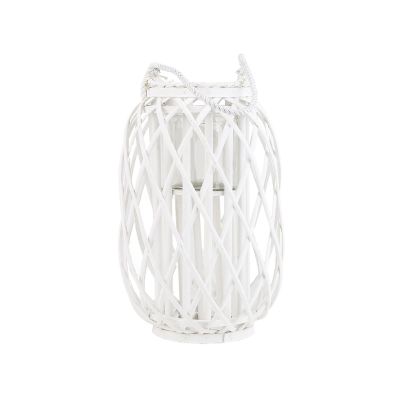 Wooden Candle Lantern 40 cm White MAURITIUS