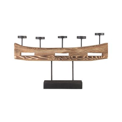 Wooden Candle Holder Light Pine - Black