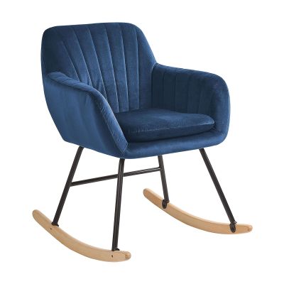 Velvet Rocking Chair Navy Blue LIARUM