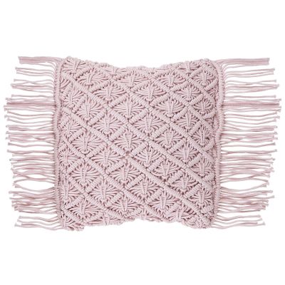 Cotton Macramé Cushion with Tassels 40x40cm Pink
