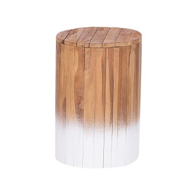 Bedside Table - DUDLEY Nightstand Light Wood and White 30cm
