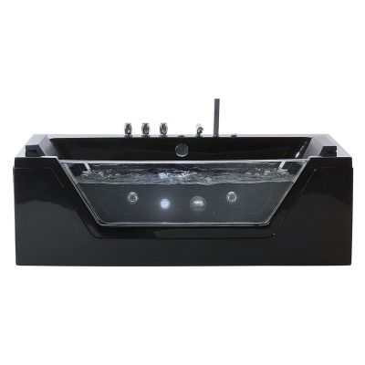 Whirlpool Bath with LED 1530 mm Black SAMANA