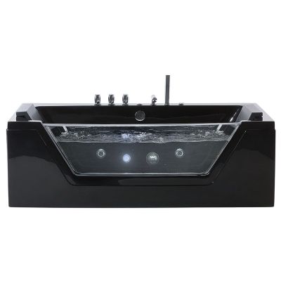 Whirlpool Bath with LED 1620 mm Black SAMANA