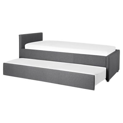 Fabric EU Small Single Trundle Bed Grey MARMANDE