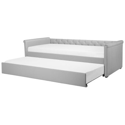 Fabric EU Small Single Trundle Bed Light Grey LIBOURNE