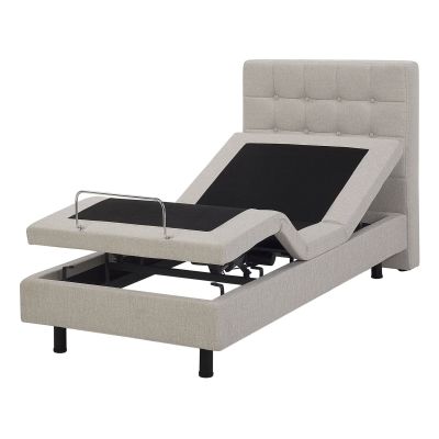 Fabric EU Small Single Adjustable Bed Beige DUKE