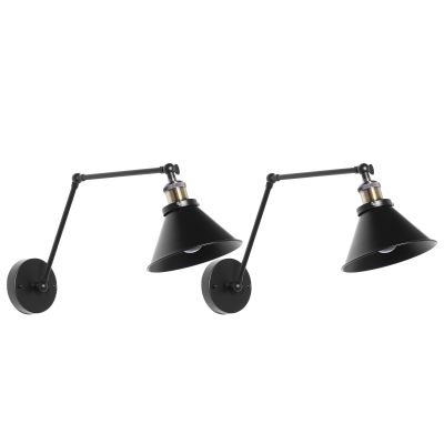 Set of 2 Wall Lamps Black NARVA