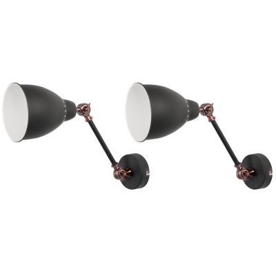 Set of 2 Wall Lights Graphite Grey MISSISSIPPI