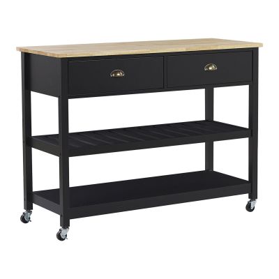 2 Drawer Kitchen Trolley Black NAVARINO