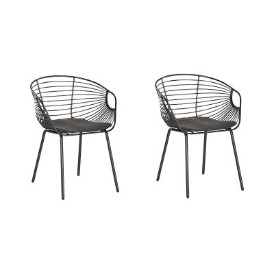 Set of 2 Metal Dining Chairs Black HOBACK