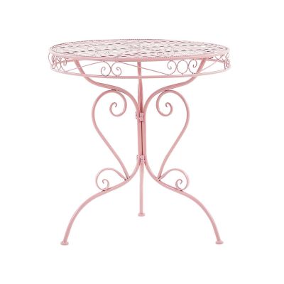 Metal Garden Bistro Table Ã¸ 70 cm Pink ALBINIA