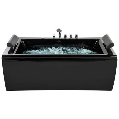 Whirlpool Bath with LED 1720 x 830 mm Black MONTEGO