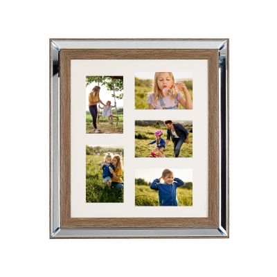 Mirrored Multi Frame for 5 Photos Dark Wood SINTA