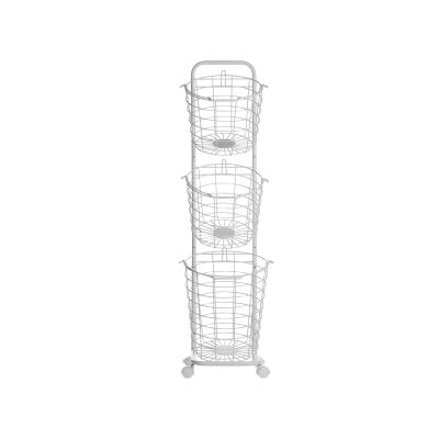 3 Tier Metal Wire Basket Stand White