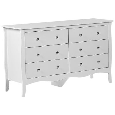 KINGSLEY White Chest of Drawers - Large-sized, 6 Drawers