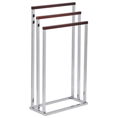 Towel Stand 45 x 84 cm Silver and Dark Wood CHARRAS