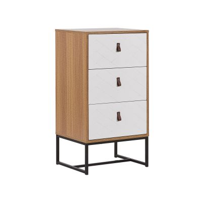 FRANKLIN Oak Finish Chest of Drawers - Tallboy, Small-sized, 3 Drawers