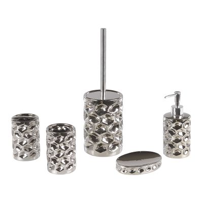 Ceramic 5-Piece Bathroom Accessories Set Silver TIRUA