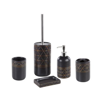 Ceramic 5-Piece Bathroom Accessories Set Black LANCO