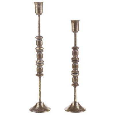 Set of 2 Metal Candlesticks Gold