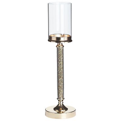 Glass Hurricane Candle Holder 48 cm Gold ABBEVILLE