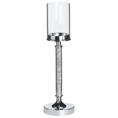 Glass Hurricane Candle Holder 48 cm Silver ABBEVILLE