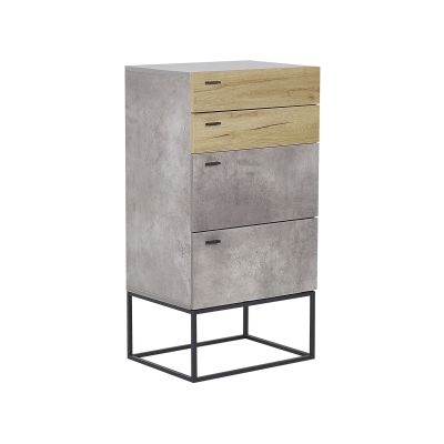 BROOKS Grey Chest of Drawers - Tallboy, Medium-sized, 4 Drawers