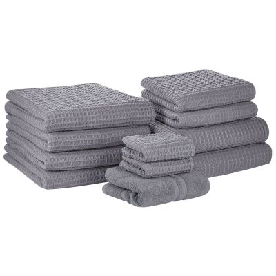 Set of 11 Cotton Towels Grey AREORA