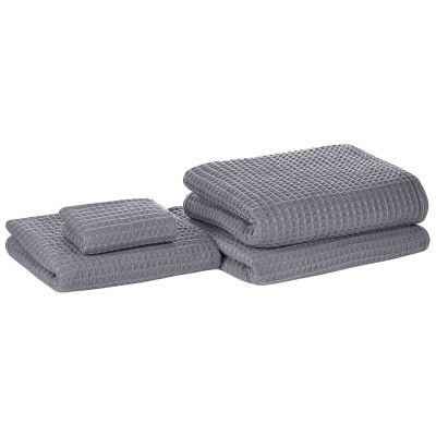 Set of 4 Cotton Towels Grey AREORA