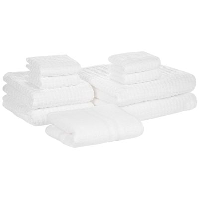 Set of 9 Cotton Towels White ATAI