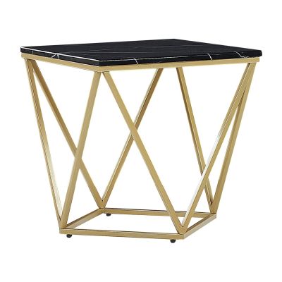 Side Table Black Marble Effect with Gold MALIBU
