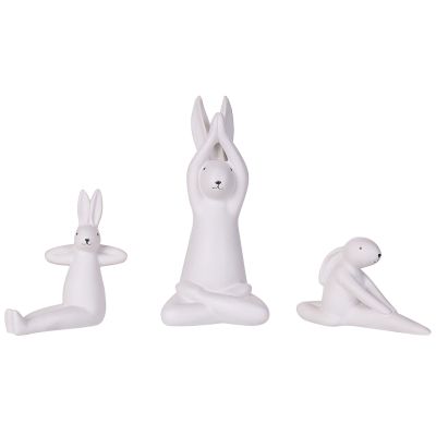 Set of 3 Figurines Bunny White BREST