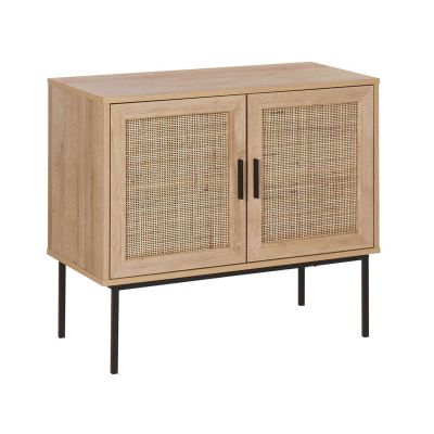 Rattan 2 Door Sideboard Light Wood PASCO