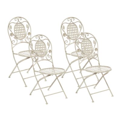 Set of 4 Metal Garden Folding Chairs Off-White BIVIO