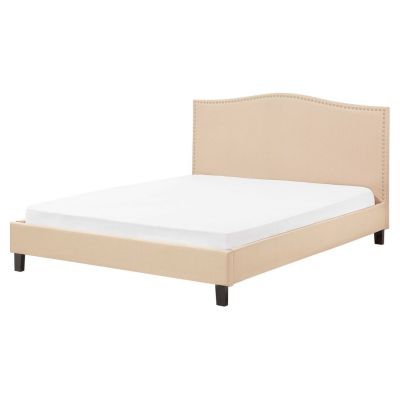 Fabric EU King Size Bed Beige MONTPELLIER