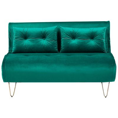 2 Seater Velvet Sofa Bed Dark Green VESTFOLD
