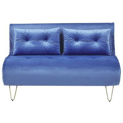2 Seater Velvet Sofa Bed Navy Blue VESTFOLD