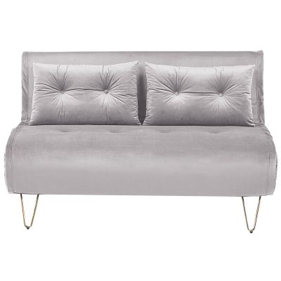 2 Seater Velvet Sofa Bed Grey VESTFOLD